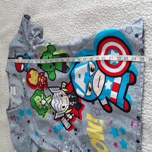 Marvel XS Mini Heros Graphic Grey Scrub Top - Picture 5 of 16